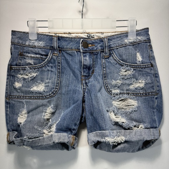 Decree Pants - Decree Distressed Denim Jeans Shorts Women's Size 5 Y2K